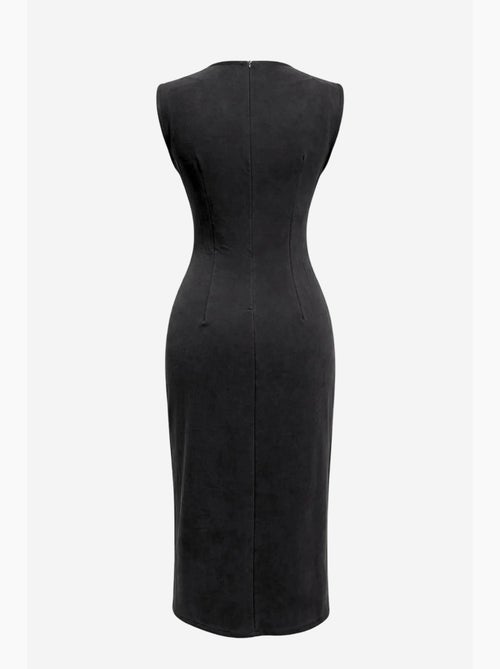 Vestido midi entallado con cuello redondo mixray - Kiabi Vestido midi entallado con cuello redondo mixray - Kiabi