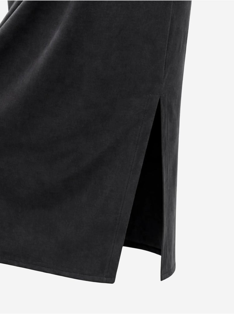 Vestido midi entallado con cuello redondo mixray Negro - Kiabi
