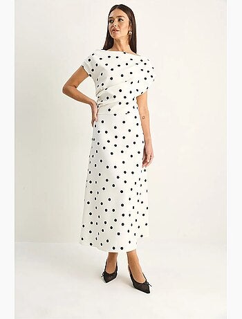 Vestido midi entallado de lunares lucci