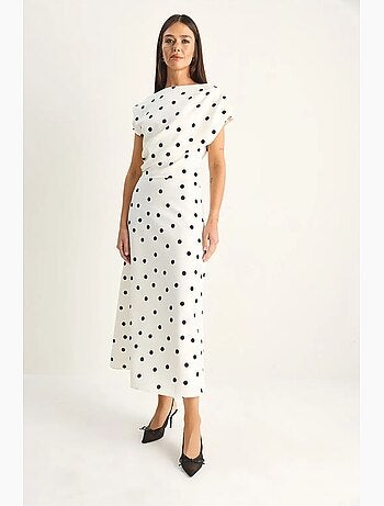 Vestido midi entallado de lunares lucci