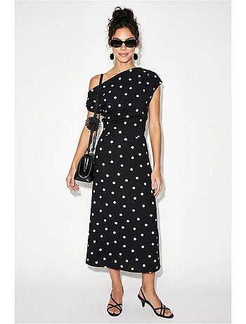 Vestido midi entallado de lunares lucci