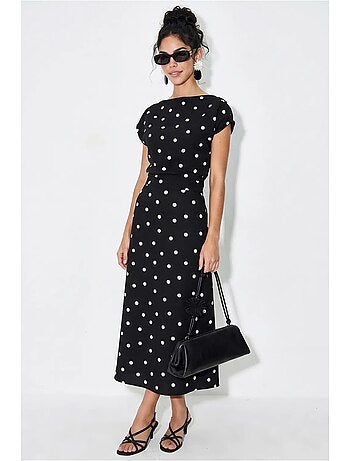 Vestido midi entallado de lunares lucci