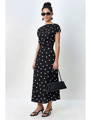 Vestido midi entallado de lunares lucci