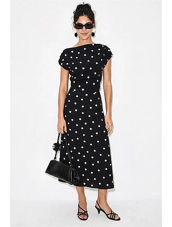 Vestido midi entallado de lunares lucci