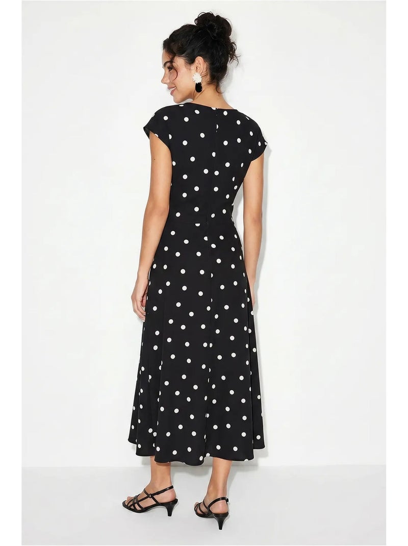 Vestido midi entallado de lunares lucci Negro - Kiabi