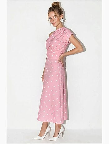 Vestido midi entallado de lunares lucci