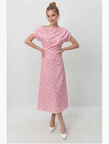 Vestido midi entallado de lunares lucci