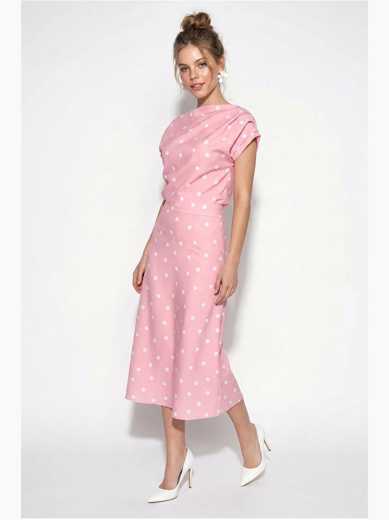 Vestido midi entallado de lunares lucci Rosa - Kiabi