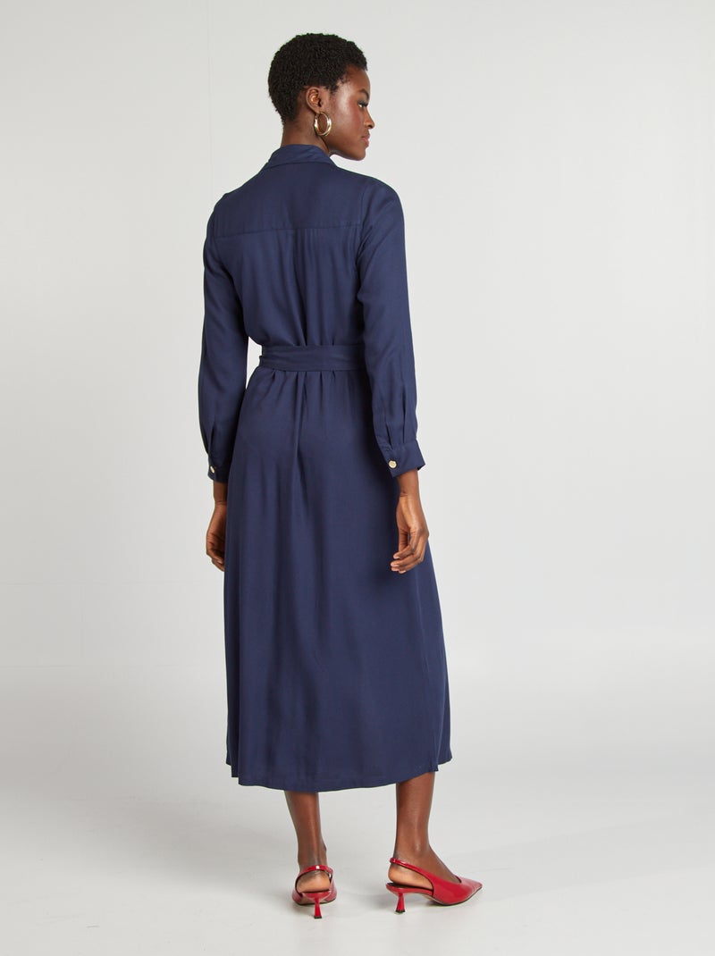 Vestido midi entallado NEGRO - Kiabi