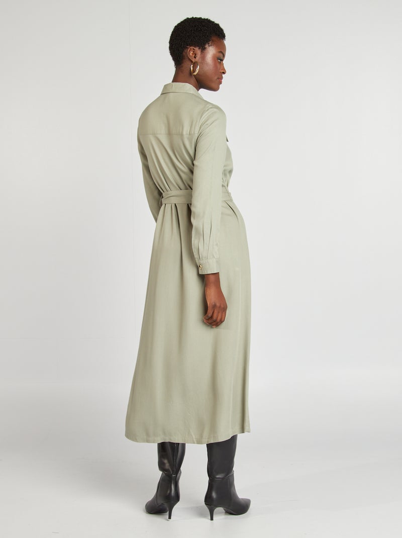 Vestido midi entallado VERDE - Kiabi
