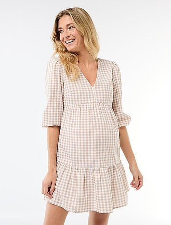 Vestido midi escalonado de cuadros