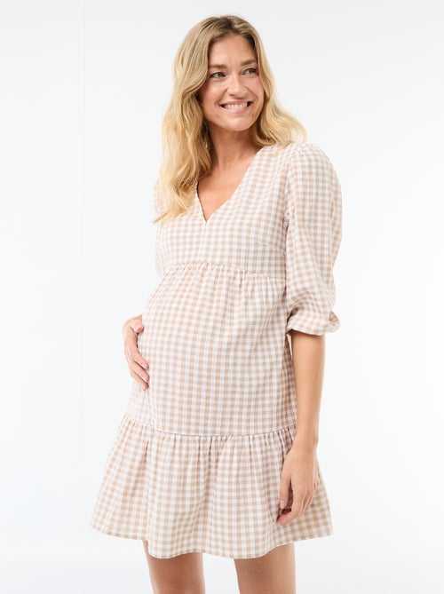 Vestido midi escalonado de cuadros - Kiabi