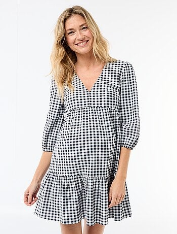 Vestido midi escalonado de cuadros