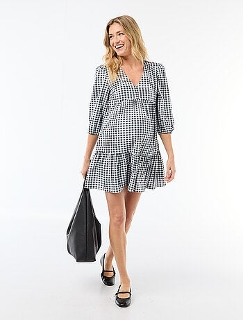 Vestido midi escalonado de cuadros