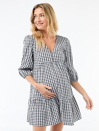 Vestido midi escalonado de cuadros