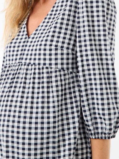 Vestido midi escalonado de cuadros - Kiabi