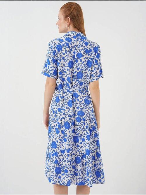 Vestido midi estampado con corte en a y cuello camisero bdart - Kiabi