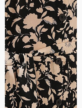 Vestido midi estampado con corte en a y cuello camisero bdart