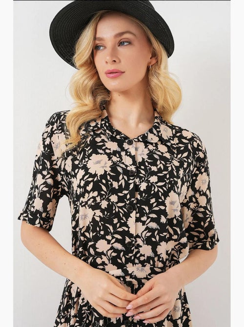 Vestido midi estampado con corte en a y cuello camisero bdart - Kiabi Vestido midi estampado con corte en a y cuello camisero bdart - Kiabi