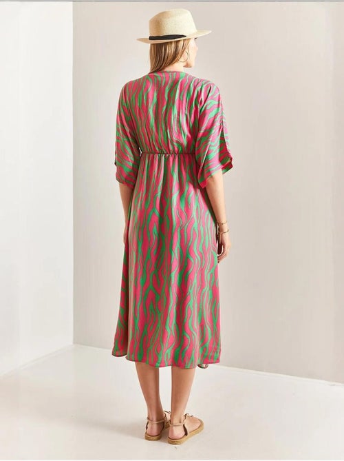 Vestido midi estampado con escote en v y abertura lucci - Kiabi