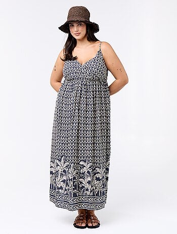 Vestido midi estampado con tirantes finos ajustables