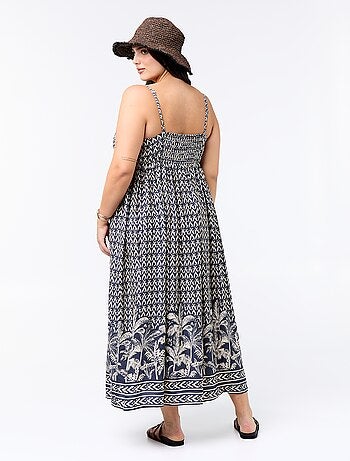 Vestido midi estampado con tirantes finos ajustables