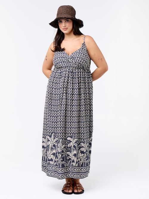Vestido midi estampado con tirantes finos ajustables - Kiabi