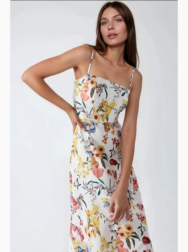 Vestido midi estampado hiccup Blanco - Kiabi
