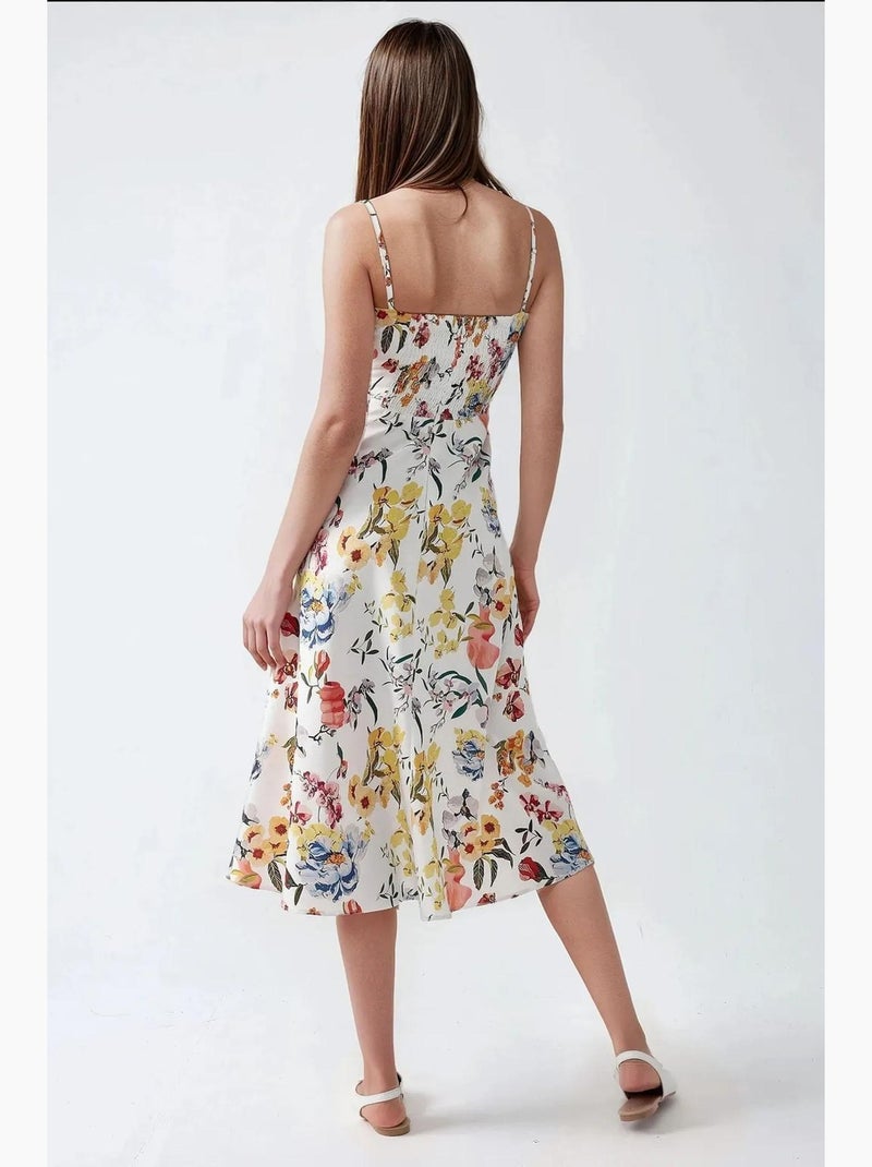 Vestido midi estampado hiccup Blanco - Kiabi