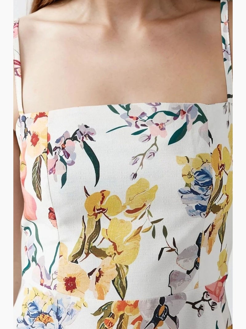 Vestido midi estampado hiccup Blanco - Kiabi