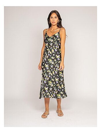 Vestido midi estampado satinado INZOU