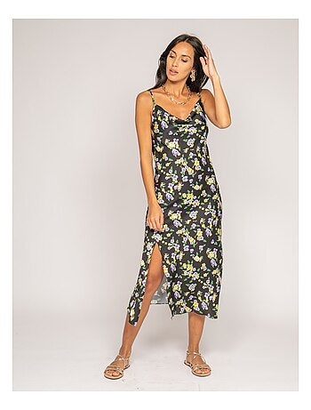 Vestido midi estampado satinado INZOU