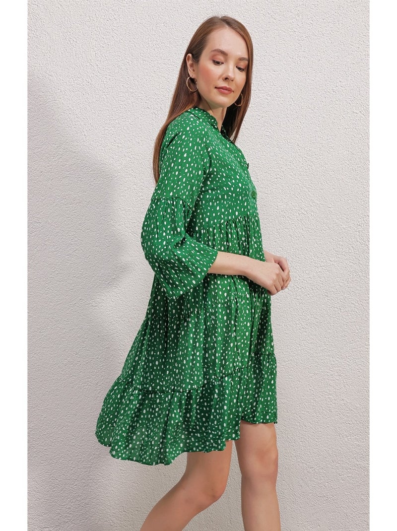 Vestido midi estampado Verde - Kiabi