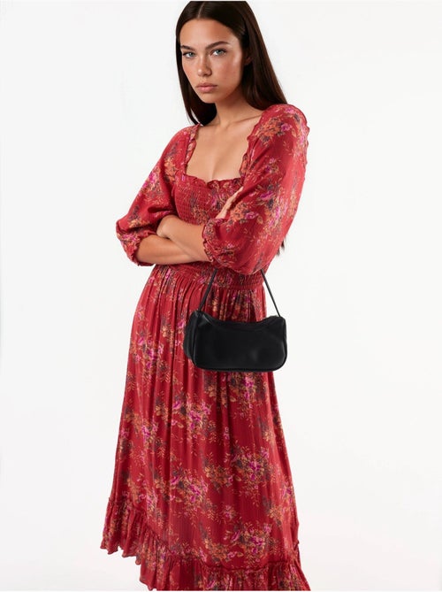 Vestido midi floral con cuello cuadrado busem - Kiabi Vestido midi floral con cuello cuadrado busem - Kiabi