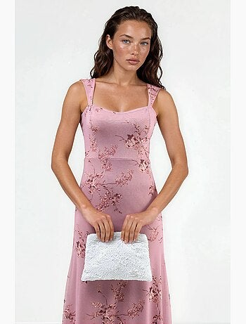 Vestido midi floral con cuello de corazón hiccup