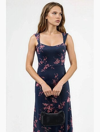Vestido midi floral con cuello de corazón hiccup