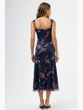 Vestido midi floral con cuello de corazón hiccup