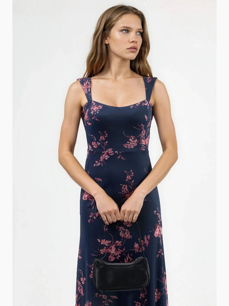 Vestido midi floral con cuello de corazón hiccup Rosa - Kiabi