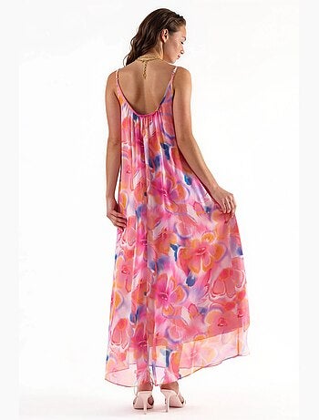 Vestido midi floral con cuello en u busem