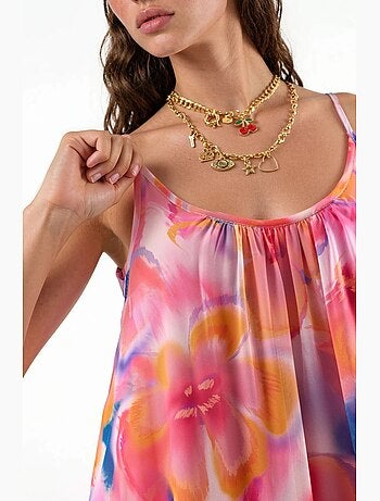 Vestido midi floral con cuello en u busem