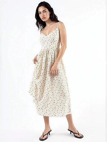Vestido midi floral con cuello en v hiccup