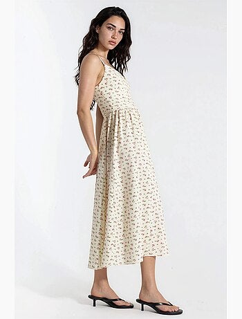 Vestido midi floral con cuello en v hiccup