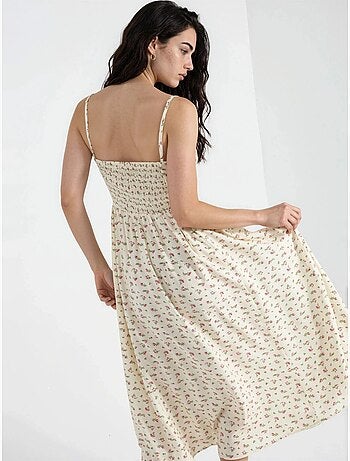 Vestido midi floral con cuello en v hiccup
