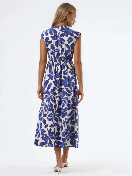 Vestido midi floral con cuello en v y detalle de lazo busem - Kiabi Vestido midi floral con cuello en v y detalle de lazo busem - Kiabi