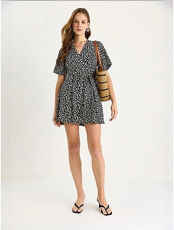 Vestido midi floral con escote en v y abertura lucci