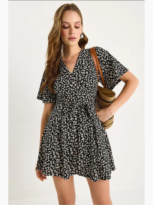 Vestido midi floral con escote en v y abertura lucci - Kiabi