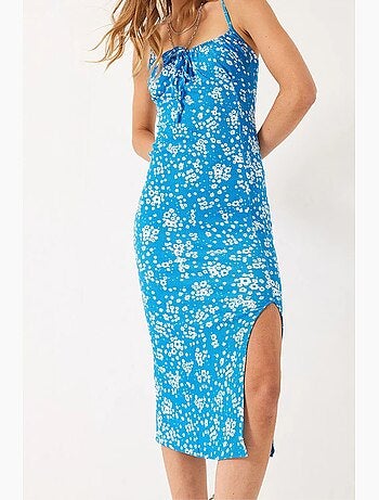 Vestido midi floral de escote cuadrado lucci