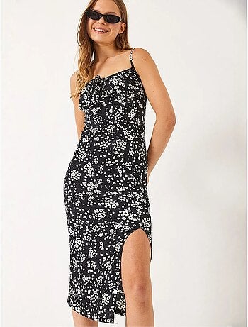Vestido midi floral de escote cuadrado lucci