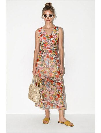 Vestido midi floral de línea a lucci