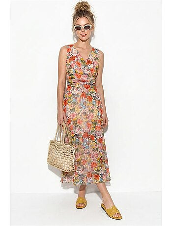 Vestido midi floral de línea a lucci